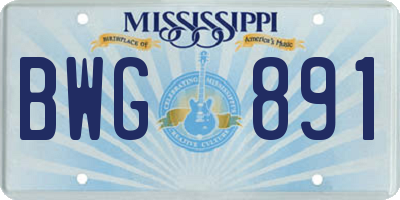 MS license plate BWG891