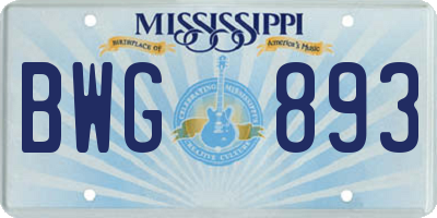 MS license plate BWG893