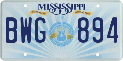MS license plate BWG894