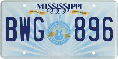 MS license plate BWG896