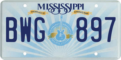 MS license plate BWG897