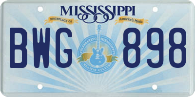 MS license plate BWG898