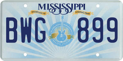 MS license plate BWG899