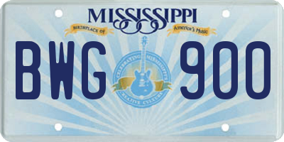 MS license plate BWG900