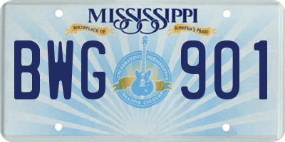 MS license plate BWG901