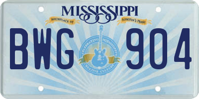 MS license plate BWG904