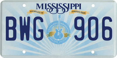 MS license plate BWG906