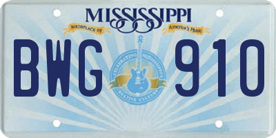 MS license plate BWG910
