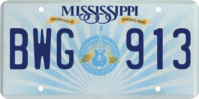 MS license plate BWG913