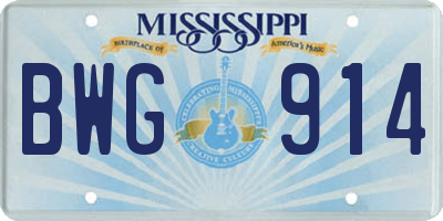 MS license plate BWG914