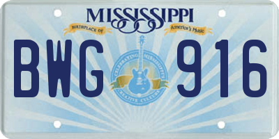 MS license plate BWG916