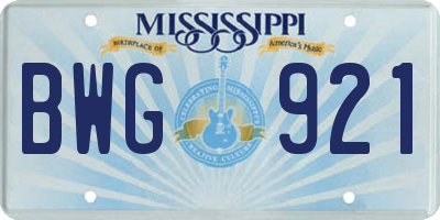 MS license plate BWG921
