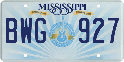 MS license plate BWG927
