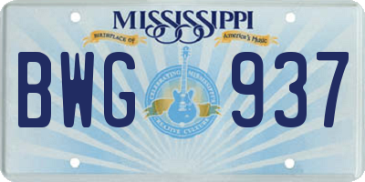 MS license plate BWG937