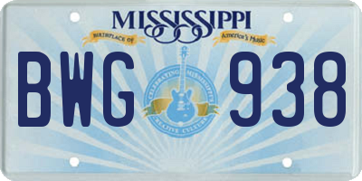 MS license plate BWG938