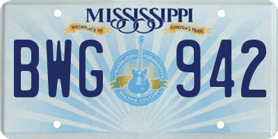 MS license plate BWG942