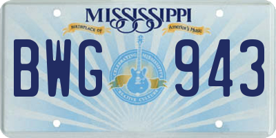 MS license plate BWG943