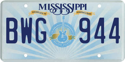 MS license plate BWG944