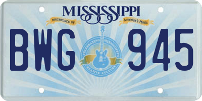 MS license plate BWG945