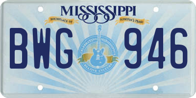 MS license plate BWG946