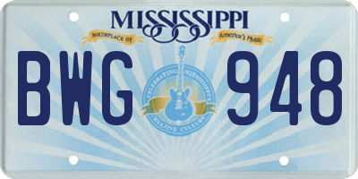 MS license plate BWG948