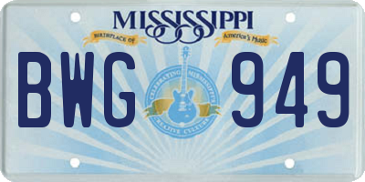 MS license plate BWG949