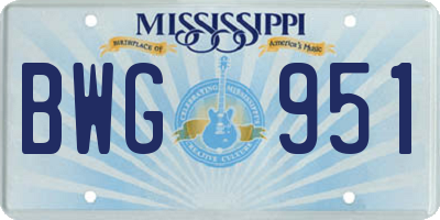 MS license plate BWG951