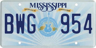 MS license plate BWG954