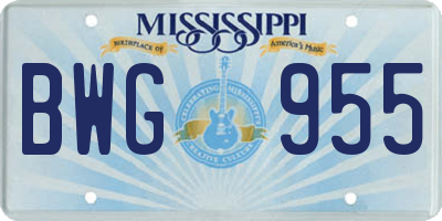MS license plate BWG955