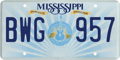 MS license plate BWG957