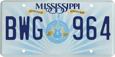 MS license plate BWG964