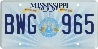 MS license plate BWG965