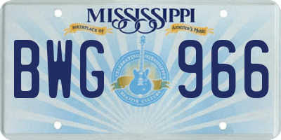 MS license plate BWG966