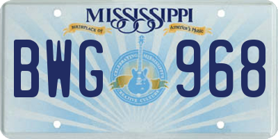 MS license plate BWG968