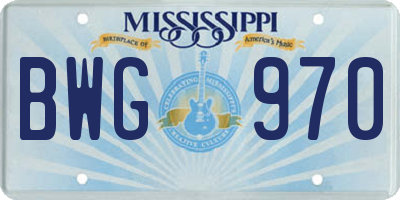 MS license plate BWG970
