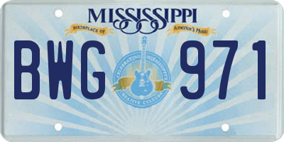 MS license plate BWG971