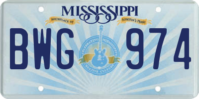 MS license plate BWG974