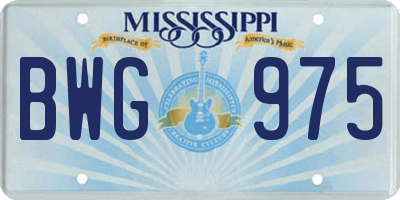 MS license plate BWG975