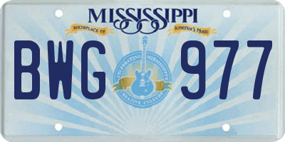 MS license plate BWG977