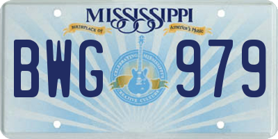 MS license plate BWG979