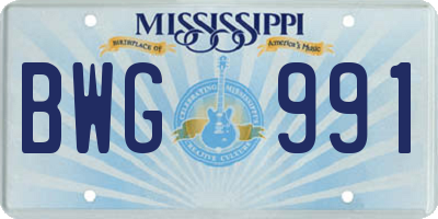 MS license plate BWG991