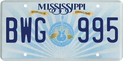 MS license plate BWG995
