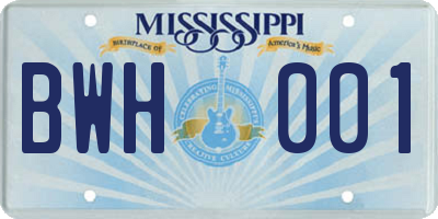 MS license plate BWH001