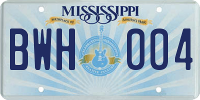 MS license plate BWH004