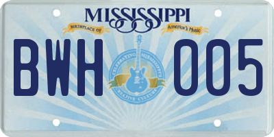 MS license plate BWH005