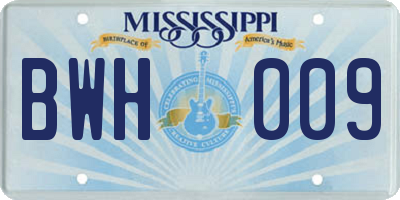 MS license plate BWH009