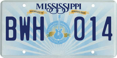 MS license plate BWH014