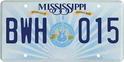 MS license plate BWH015