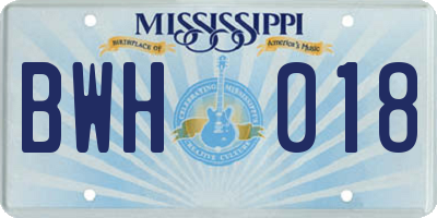 MS license plate BWH018