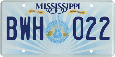 MS license plate BWH022
